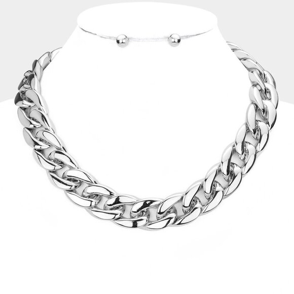NEW Silver Bold Chunky CCB Chain Necklace - Picture 3 of 6